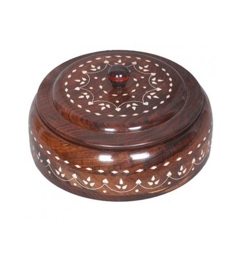 देसी कारीगर सफ़ेद बीड वर्क यूटिलिटी बॉक्स-मीडियम 7"dia