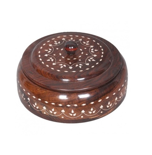 देसी कारीगर सफ़ेद बीड वर्क यूटिलिटी बॉक्स-लार्ज 8"dia