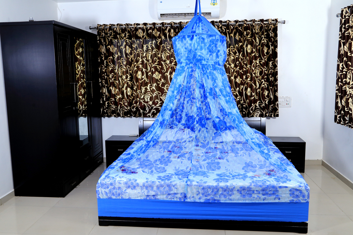 Thailand Printed Mosquito Round Net - Full Size, Circular Shape, Green Polyester Material | Durable And Stylish Insect Protection