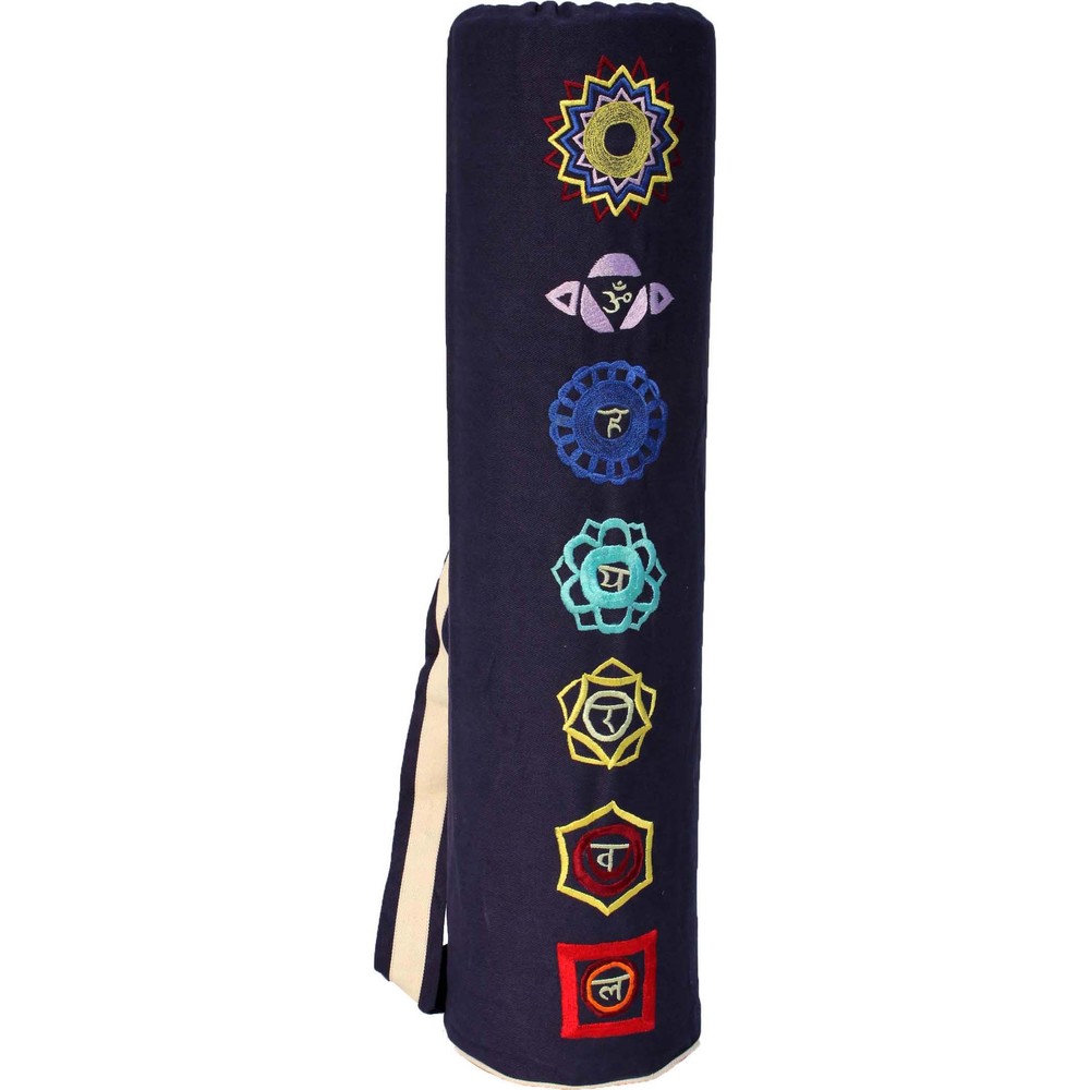 Seven Chakra Bag (Drawstring) - Cotton Canvas, 75x19 cm | Eco-Friendly, Custom Colors, Embroidered Design, Yoga Mat Storage Solution