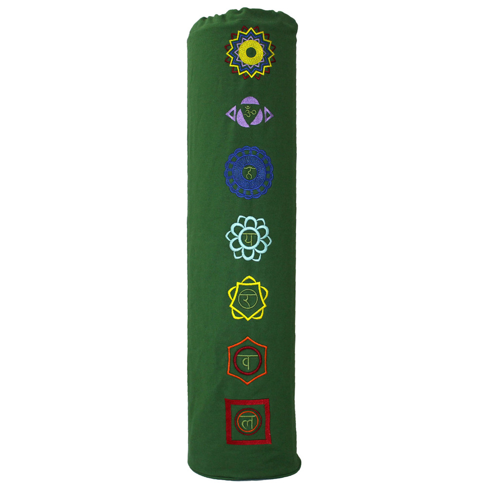 Seven Chakra Bag (Drawstring) - Cotton Canvas, 75x19 Cm, Green | Eco-friendly, Organic Material, Custom Logo Available, Embroidered Design