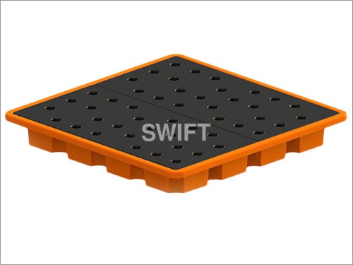 Drum Spill Containment Single Layer - Polyethylene, 48x48x6 Inches, Orange | Leakproof, Durable, Chemical Resistant, Drainage, Load Bearing 1500 lbs