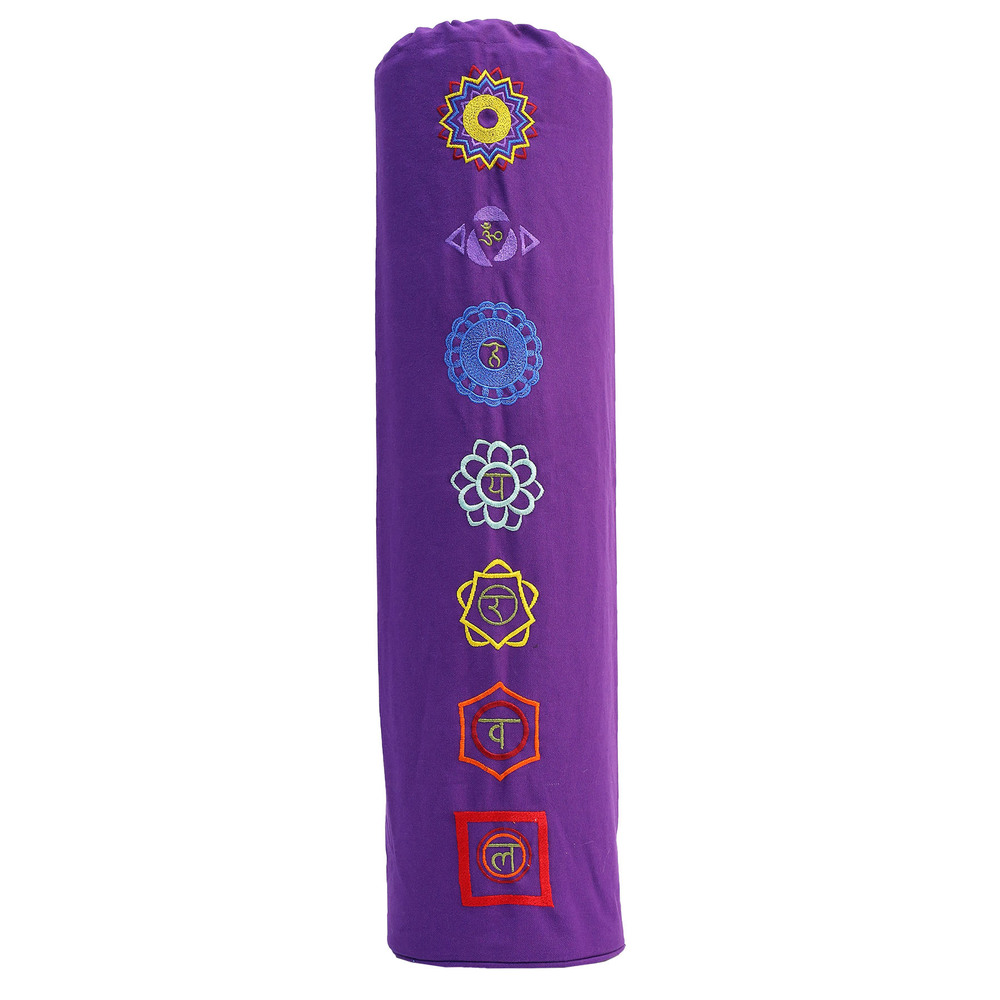 Seven Chakra Bag (Drawstring) Purple - Cotton Canvas 75x19 Cm , Eco-friendly Material, Hand Washable, Custom Logo Available, Embroidered Design