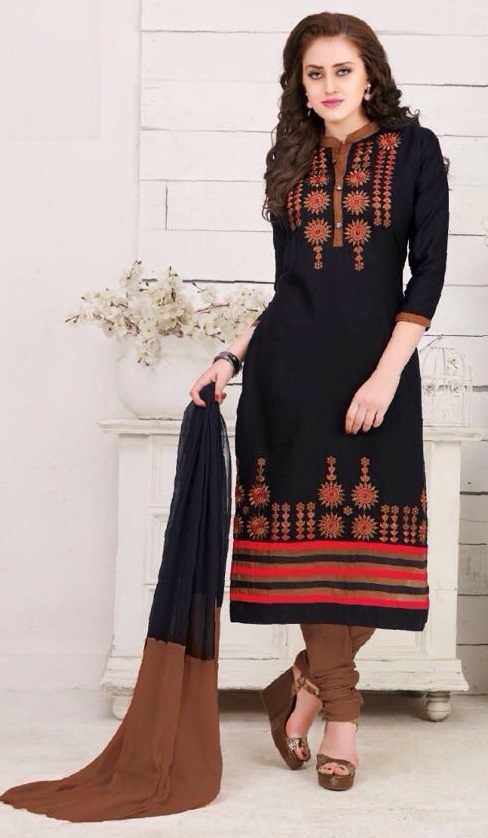 Pink Cotton Stylish Embroidered Suit