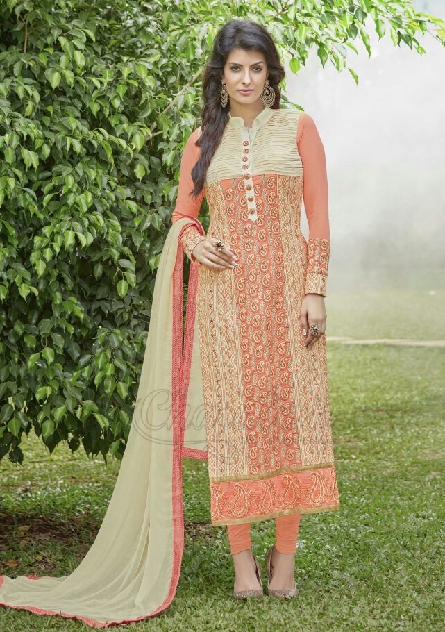 Lukhnawi Peach Stylish Salwar Suit