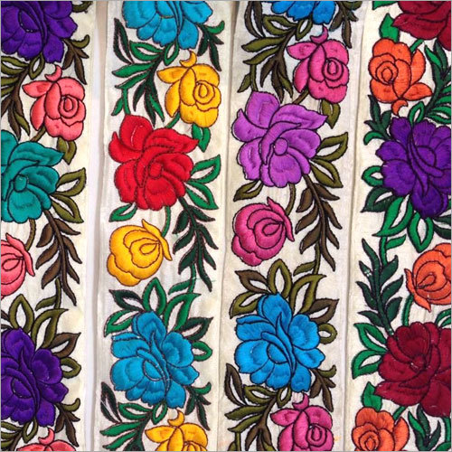 Parsi Work Lace - Silk, 9 Meter Length | Embroidered, One-Sided Elegant Design for Stunning Crafting and Decoration