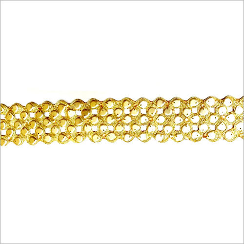 Fancy Stone Cut Work Lace - Silk, 9 Inches Length, One-Sided Design | Elegant Fabric for Exquisite Decorative Applications
