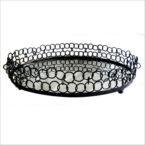 Oval Double Ring Gallery Tray W- Mirror Base
