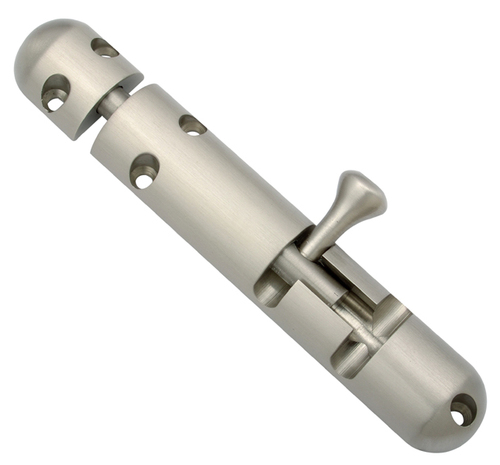 Brass Tower Bolt - Round Shape, 4-8 Inch Size | Nickel Finish, Fancy Design