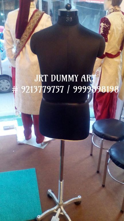 Gents Half Dummy - Fiberglass & Steel Half Body Mannequin | Standing Posture, Black Color With Cloth Finish For Adults