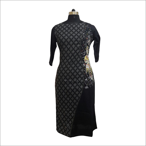 Black Hand Painted Cotton Kurti