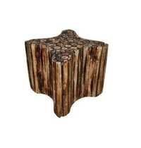 Desi Karigar लकड़ी का स्टार शेप स्टूल/कुर्सी/टेबल प्राकृतिक लकड़ी के ब्लॉक 16 इंच से बना है