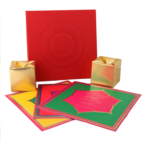 एथनिक डिज़ाइन शादी का कार्ड बॉक्स