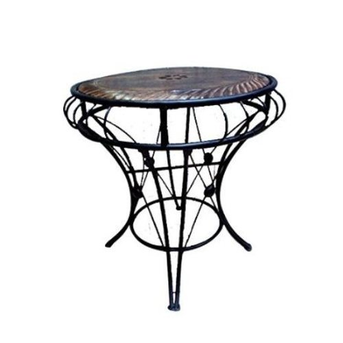 Desi Karigar Wooden And Wrought Iron Table In Unique Design