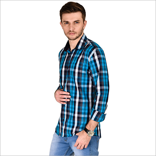 Stylish Check Shirts Sky Blue