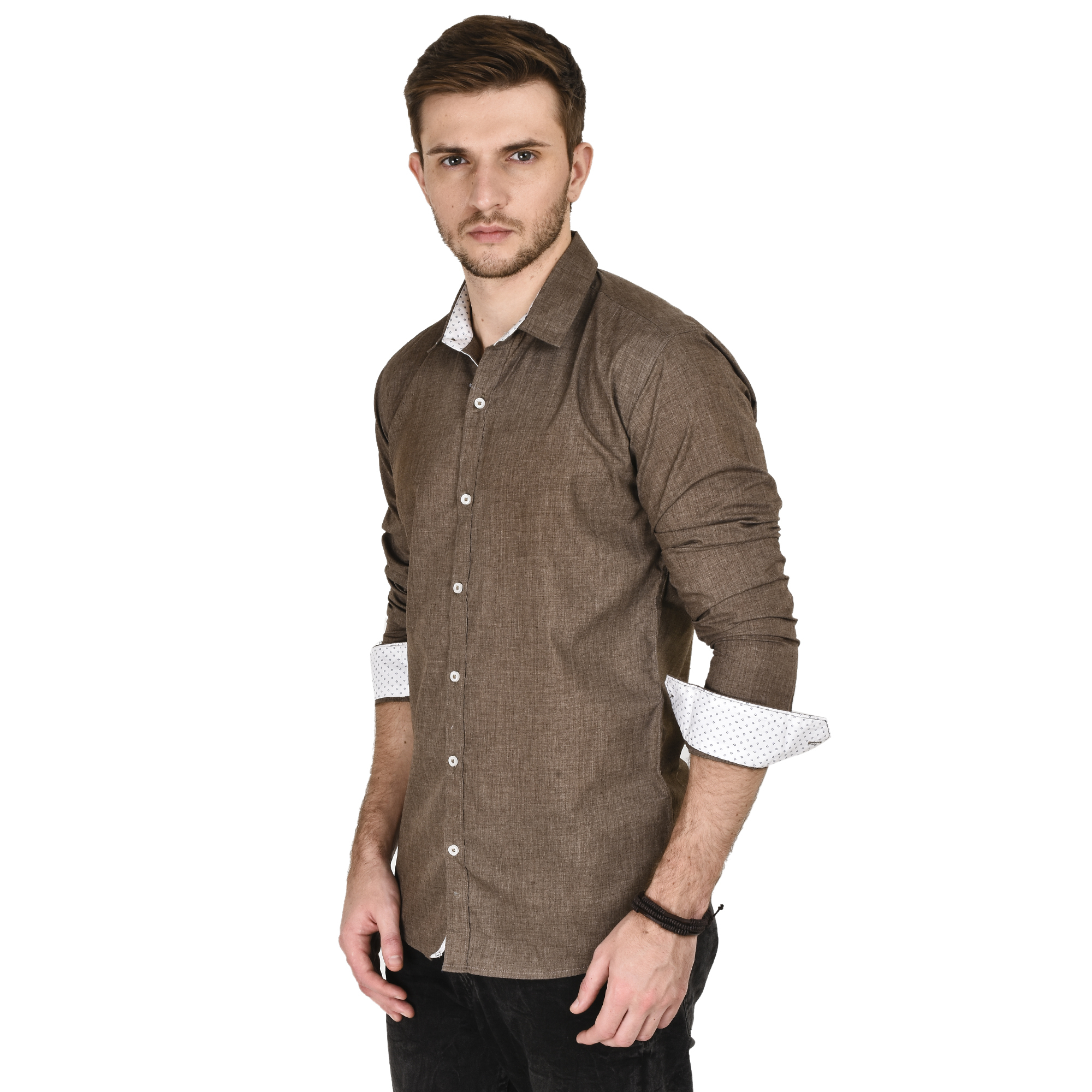 Trendy Cotton Shirt Brown
