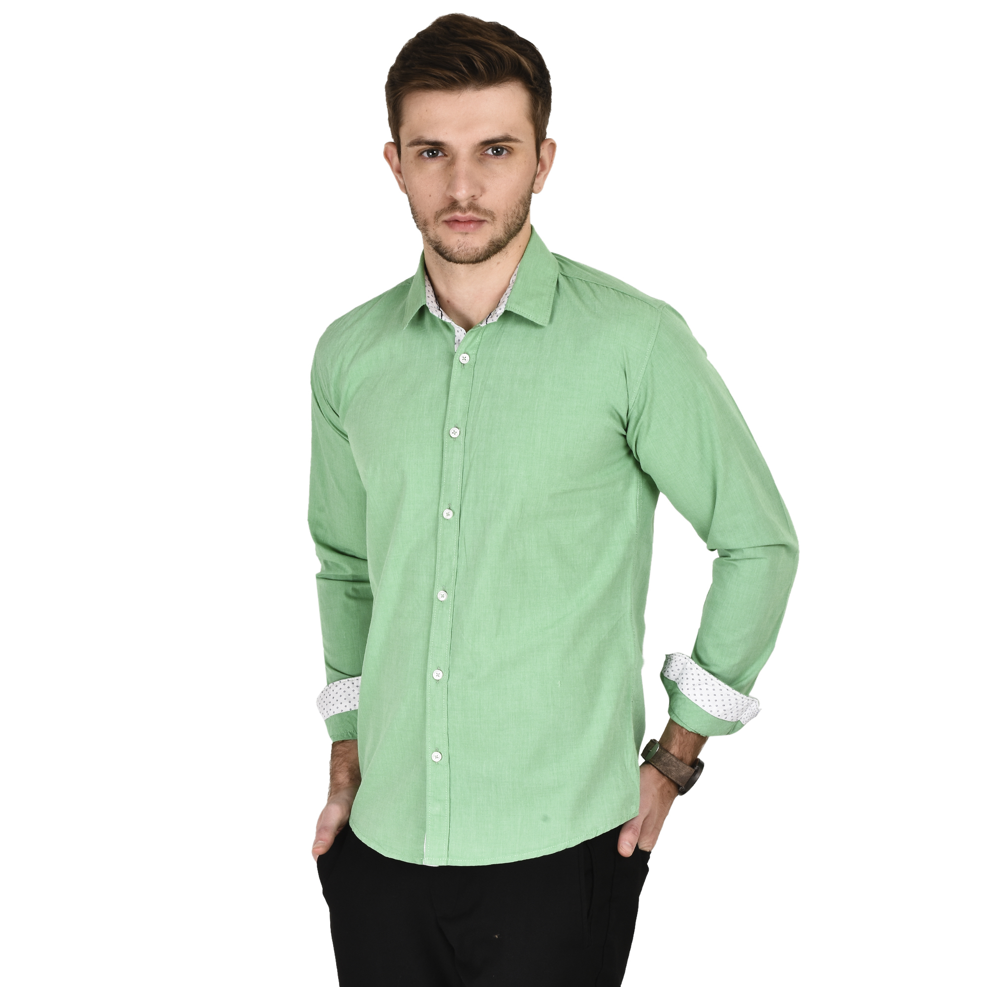 Trendy Cotton Shirt Green