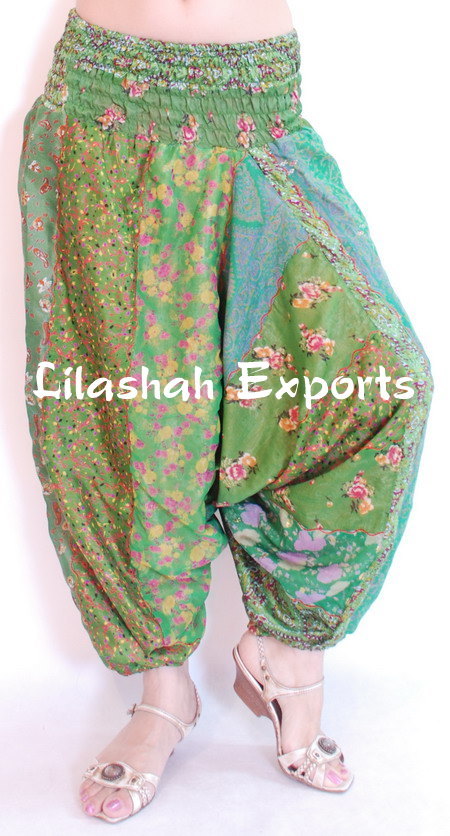 Mix Color Vintage Silk Saree Patch Work Alibaba Pant Afgani Trouser