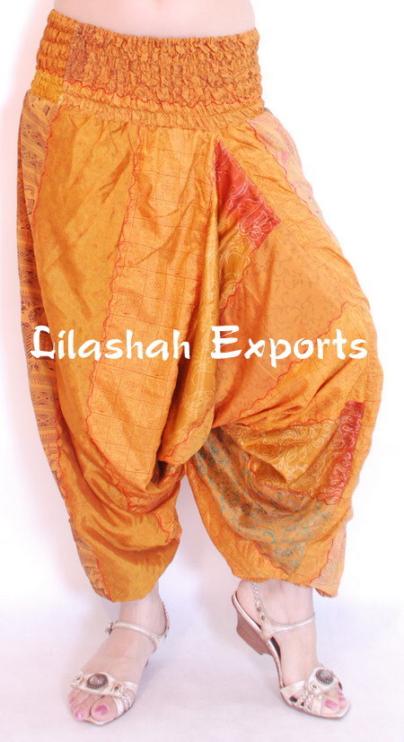 Mix Color Vintage Silk Saree Patch Work Alibaba Pant Afgani Trouser