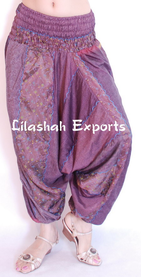 Mix Color Vintage Silk Saree Patch Work Alibaba Pant Afgani Trouser
