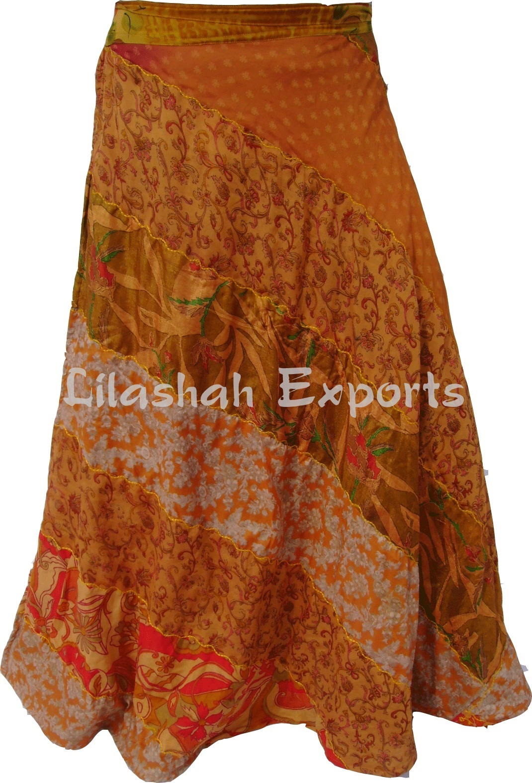 Silk Magic Wrap Skirt - 100% Vintage Silk Sari, Free Size Assorted Colors | Comfortable, Breathable, Endurable, Anti-wrinkle, Formal Or Casual Styles, Oem Service Available