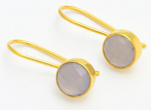 स्टर्लिंग सिल्वर पिंक चैलेडोनी ईयररिंग साइज़: 8Mm