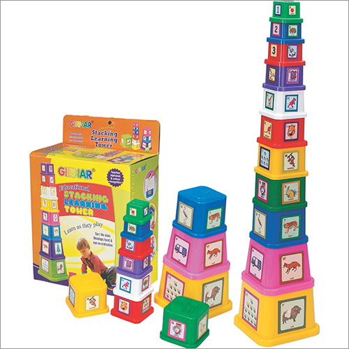 Girnar Stacking Tower I - Plastic, Various Sizes | Suitable For Ages 1-4, Manual Power, Lightweight Stacking Toy For Early Development
