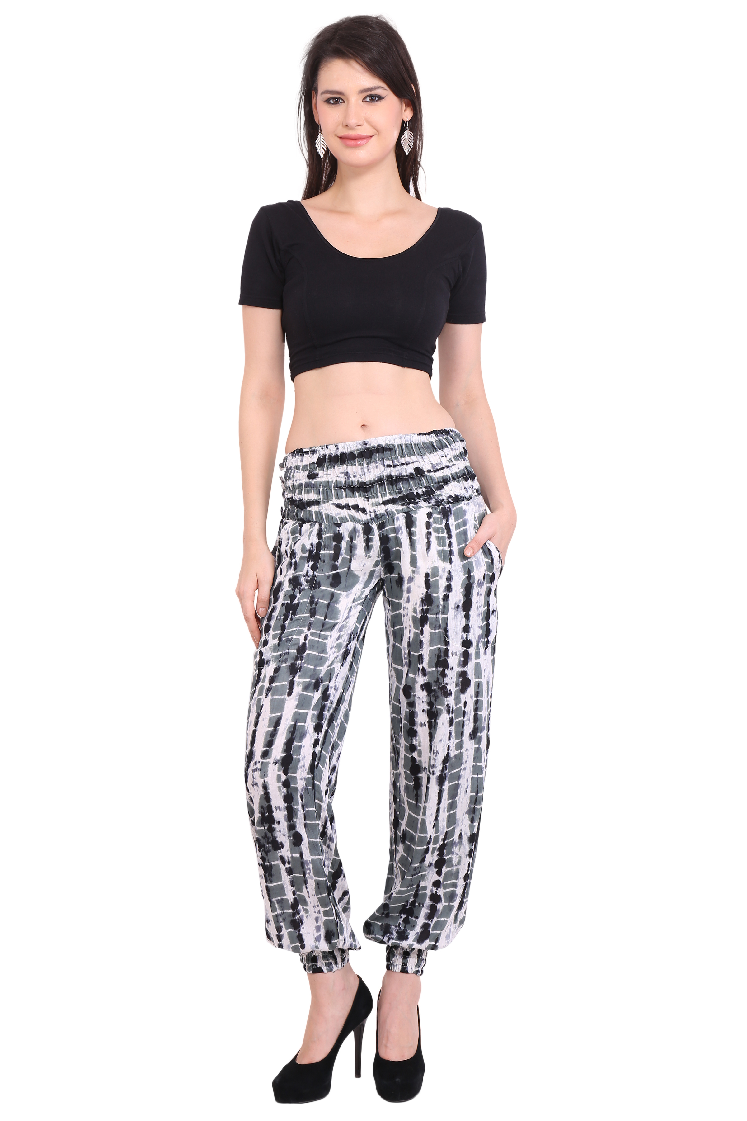 Mix Color Rayon Tie Dye Black Pockets Beachwear Slim Fit Trouser