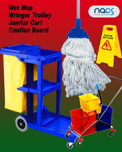 Wet Mop - 300 Gram Cotton Mop Head, 1.2m Aluminium/ms Handle | Heavy Duty, Color Coded Grip, Durable Clip In Blue, Green, Yellow, Red
