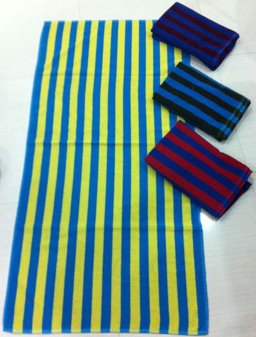 Cabana Towels - 100% Cotton, Various Sizes From 50x90 Cms To 100x180 Cms | Soft Velour And Terry Finish, Trendy Stripe Patterns, Highly Absorbent For Beach, Home, And Hotel Use