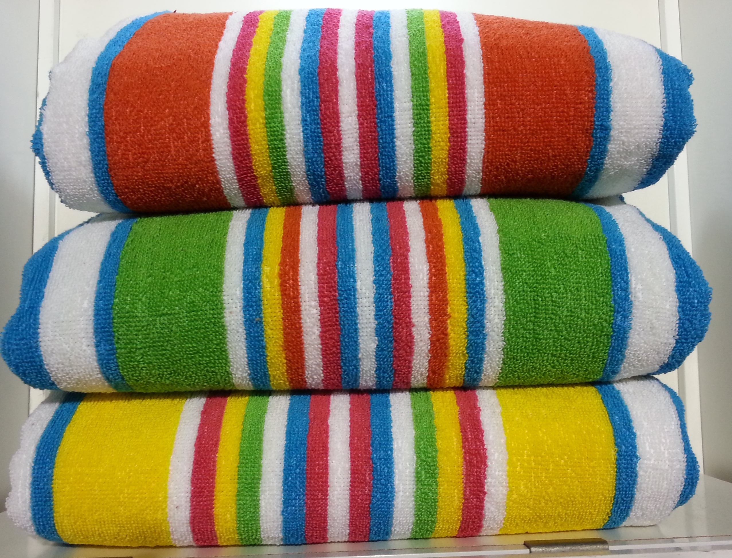 Cabana Towels - 100% Cotton, Various Sizes From 50x90 Cms To 100x180 Cms | Soft Velour And Terry Finish, Trendy Stripe Patterns, Highly Absorbent For Beach, Home, And Hotel Use