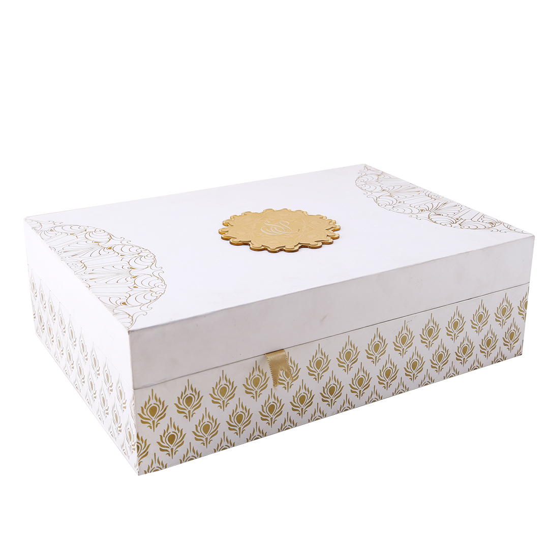 Hot Stamping Metalic Paper Wedding Card Box