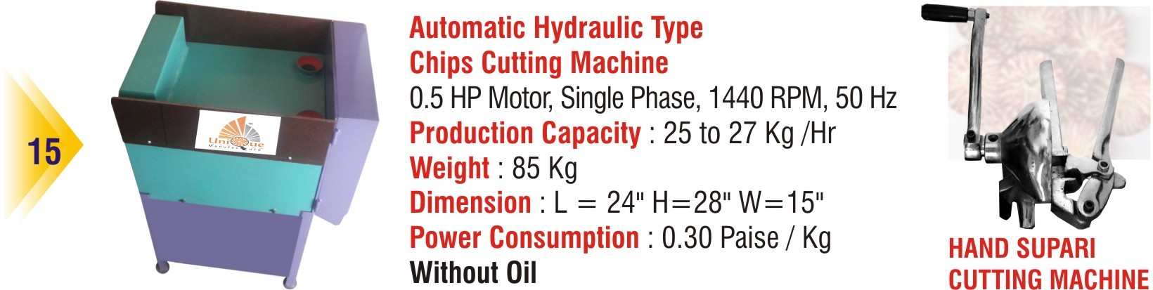 Automatic Chips Cutting Machine Capacity: 25 To 30 Kg/hr. Cubic Meter (M3)