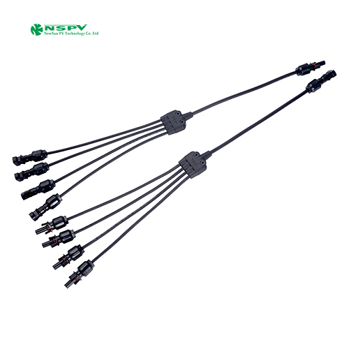 Nspv Pv Cable Assembly 4 In 1 Solar Panel Y Type Branch Connectors Solar Wiring Harness - Color: Black
