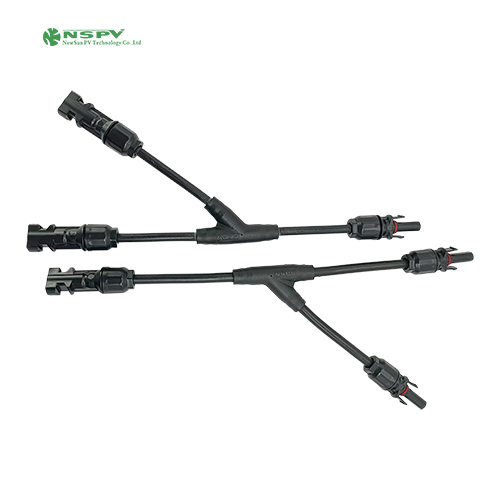 2 In 1 Solar Y Type Connector Solar Cable Harness Solar Y Branch Solacr Cables And Connectors - Color: Black