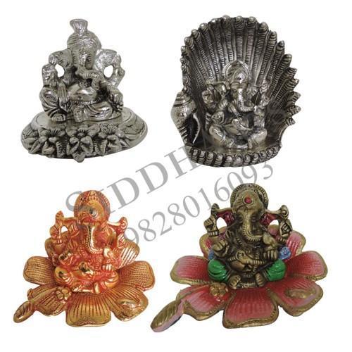 Figurine White Metal Ganesha Idols