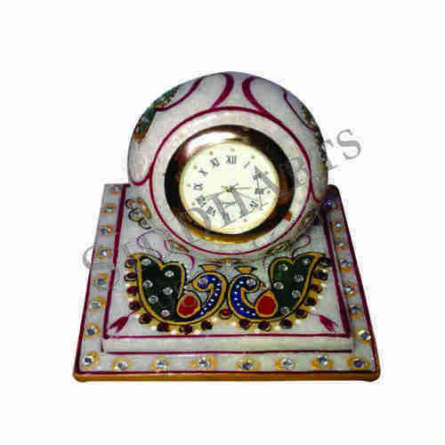 Round Hand Painted Marble Clock