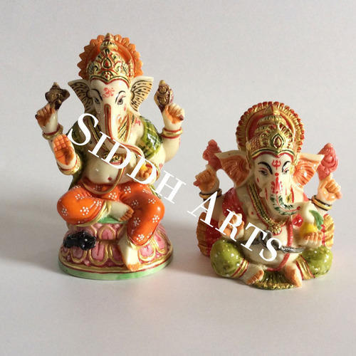 Marble Hand Painted Ganesha Idol