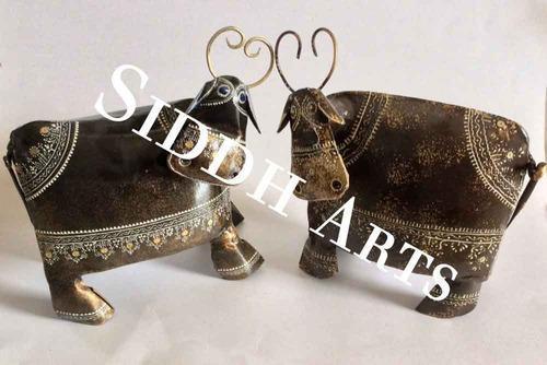 Folk Art Ethinic Buffalo Hand Painted Idol