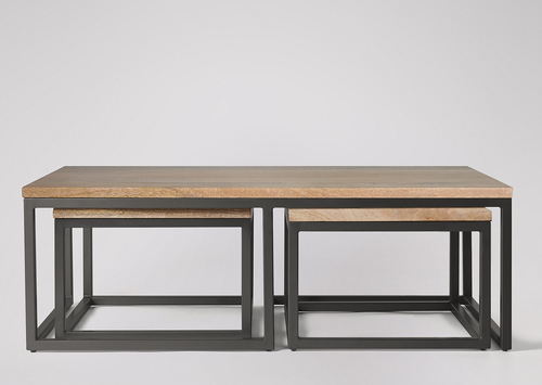 Metal Industrial Coffee Table With Stools