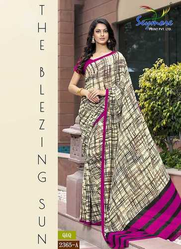 Designer Print Saree - Daily Wear Georgette, 5.5 Mtr + 0.80 Blouse, Pink, Bollywood Style, Printed Pattern