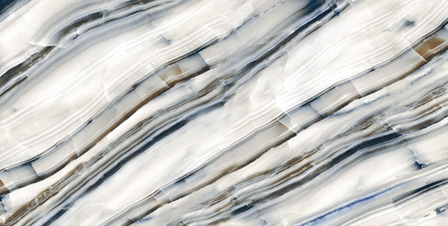 Polished Glazed Vitrified Floor Tiles - 60x120 cm, Porcelain Material, Ivory White & Black Colors, Acid-Resistant, Non-Slip Finish, Glossy Surface with Inkjet Technique