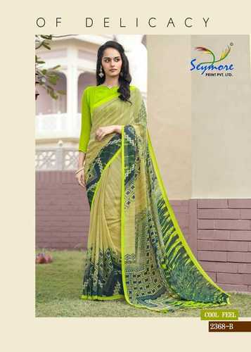 Digital Print Saree - Georgette, 5.5 Mtr + 0.80 Blouse | Intricate Motifs, Stylish Bollywood Design, Skin-Friendly, Eye-Catchy Prints