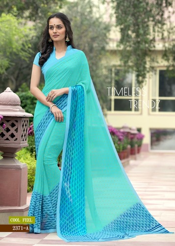 Party Wear Printed Saree - Georgette Fabric, 5.5 Mtr Length + 0.80 Mtr Blouse | Colorfast, Elegant Bollywood Style, Perfect for Parties
