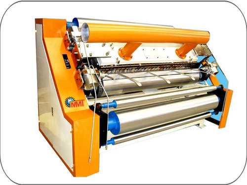 Single Face Paper Corrugation Machine - Steel, 2159x1778mm , White and Orange Color, Motorized Drive, 220V Electric Power, Low Maintenance, Robust Design, 80m/min Speed