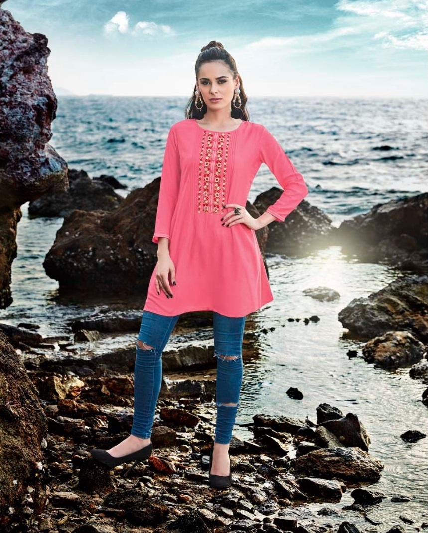 Multicolour Rayon Kurtis 7001-7007 Long Stylish Patterms In Sethnic Surat