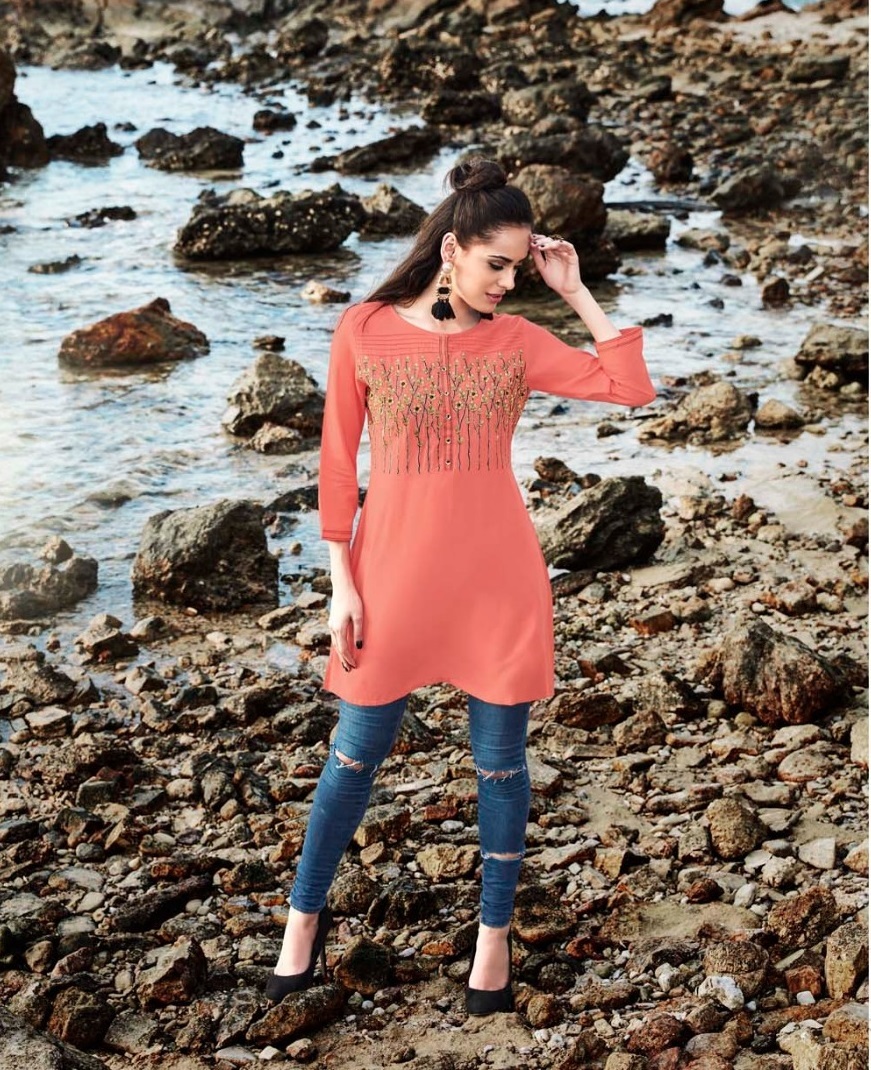 Multicolour Rayon Kurtis 7001-7007 Long Stylish Patterms In Sethnic Surat