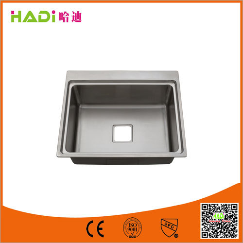 नाली के बिना एक कम्पार्टमेंट स्टेनलेस स्टील सिंक
