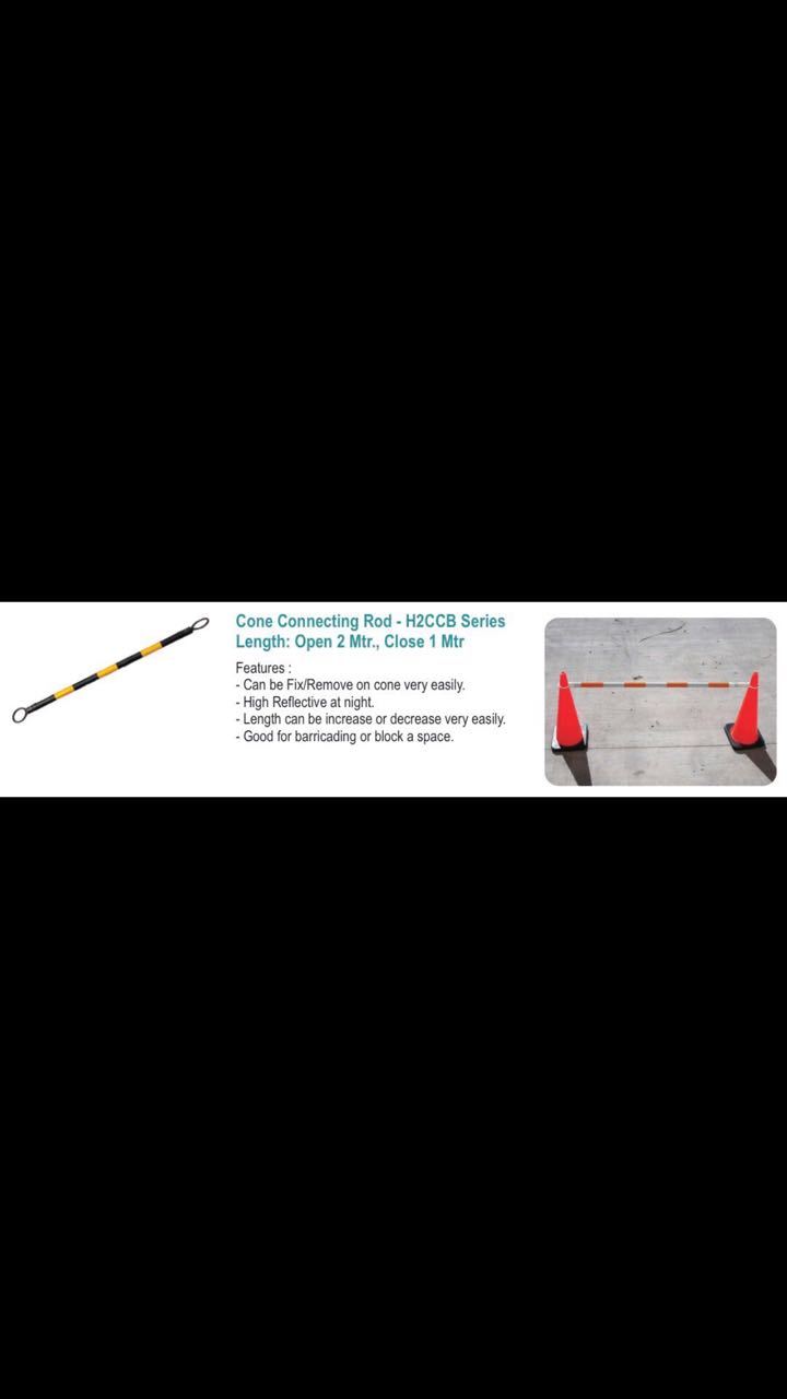 Barricading Rod - Mild Steel & Glass, 2 Meter Length | Lightweight, Compact Design, High Reflective At Night, Easy Fix/remove On Cone