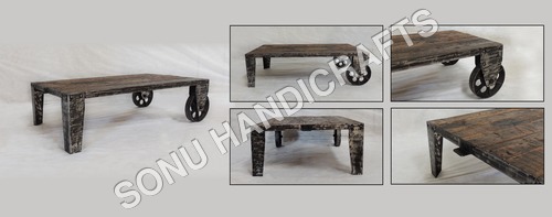 Iron Wooden Coffee Table - Termite Proof Design | Innovative Structure, Various Sizes & Colors Available